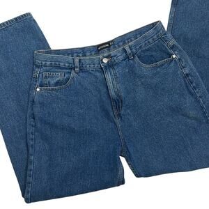 Pretty Little Thing cotton medium wash high waist curvy fit blue jeans 10